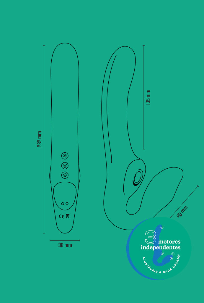 Strapless DUO 3 Dildo Duplo Vibratório com Sugador Clitoriano